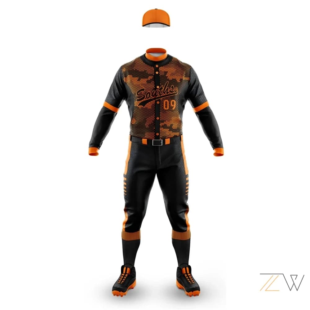 Custom Black & Orange Baseball Uniform