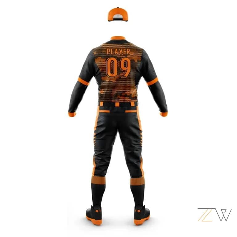 Custom Black & Orange Baseball Uniform alternate