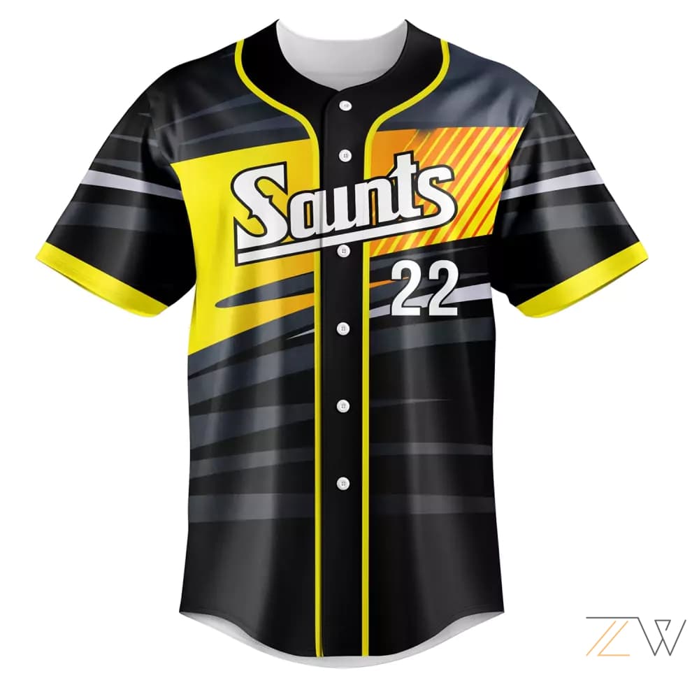 Custom Saints Yellow & Black Baseball Jersey