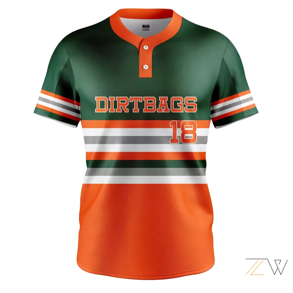 Dirtbags Green & Orange Baseball Shirt