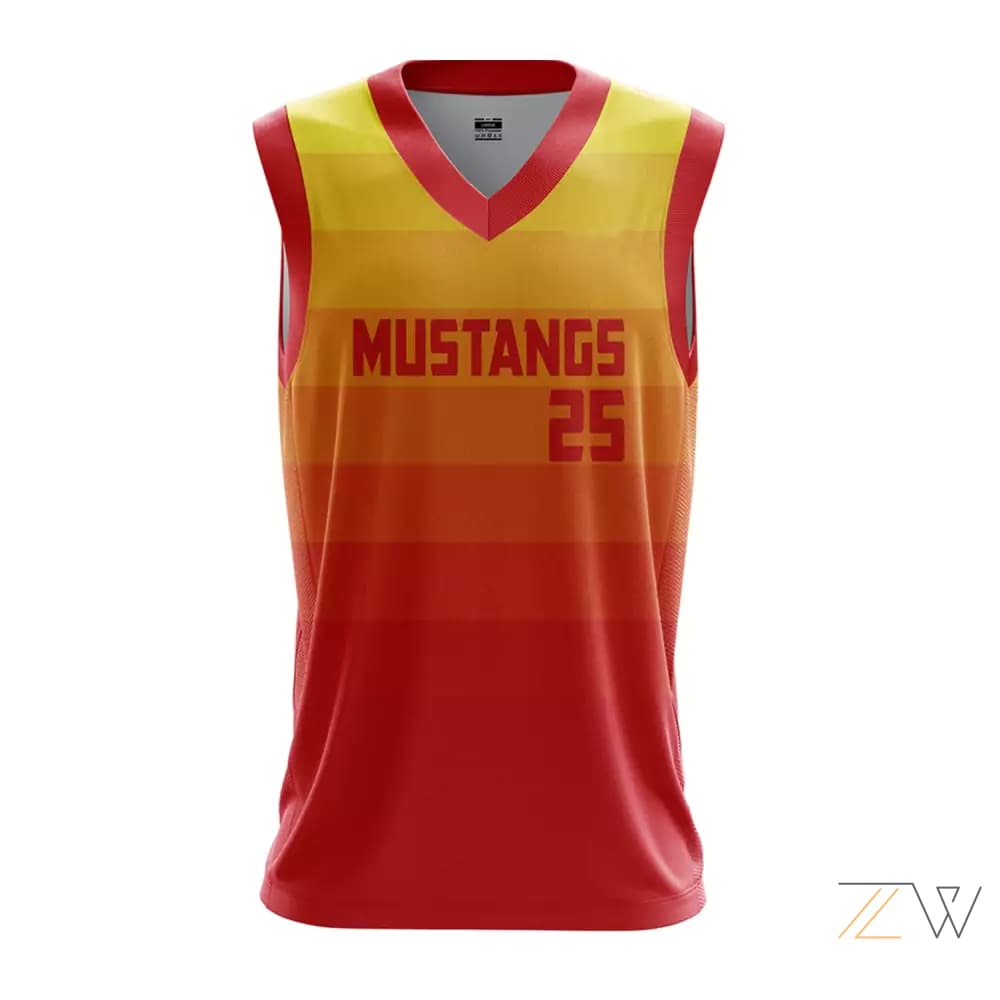 Custom Mustangs Red Gradient Basketball Jersey - Team & League Uniforms