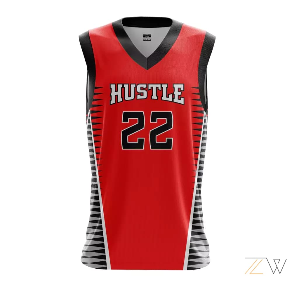 Hustle Red & Black Basketball Jersey - Durable Team Sports Uniform