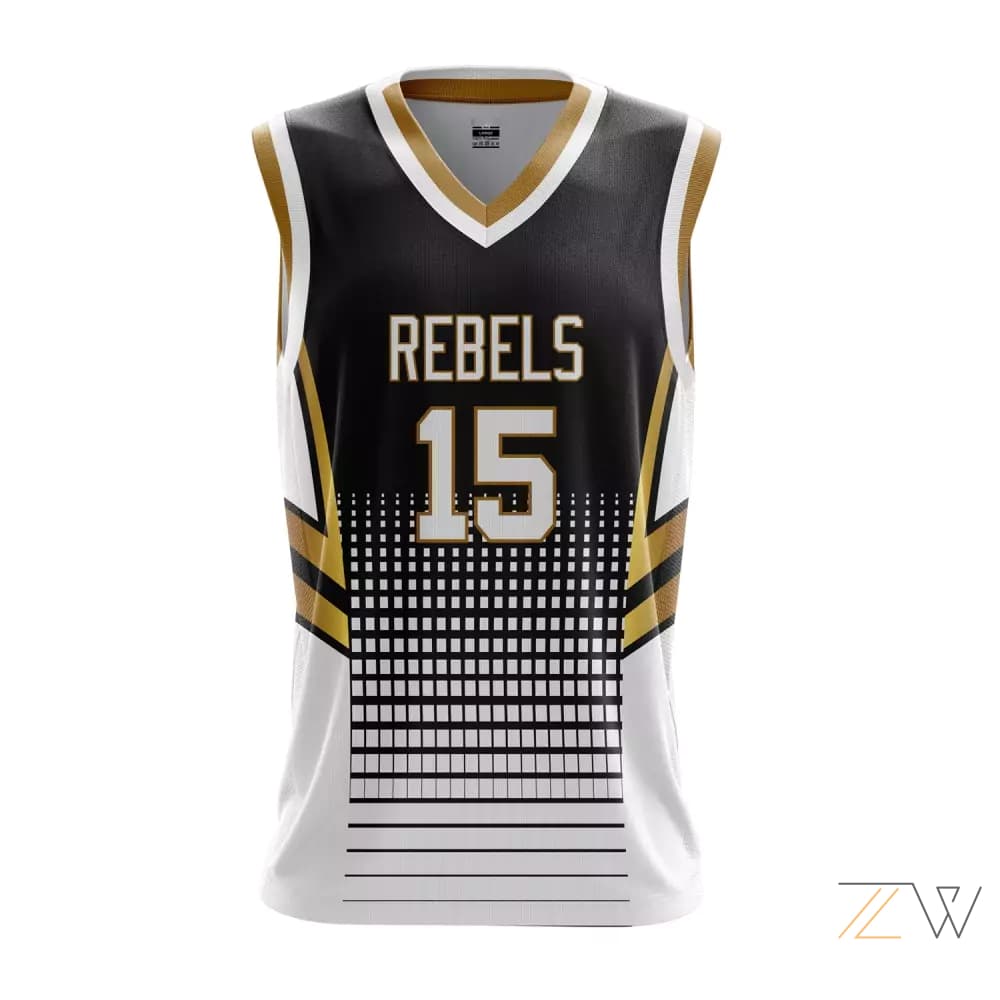 Rebels Black & Gold Basketball Jersey - Custom Basketball Team Gear