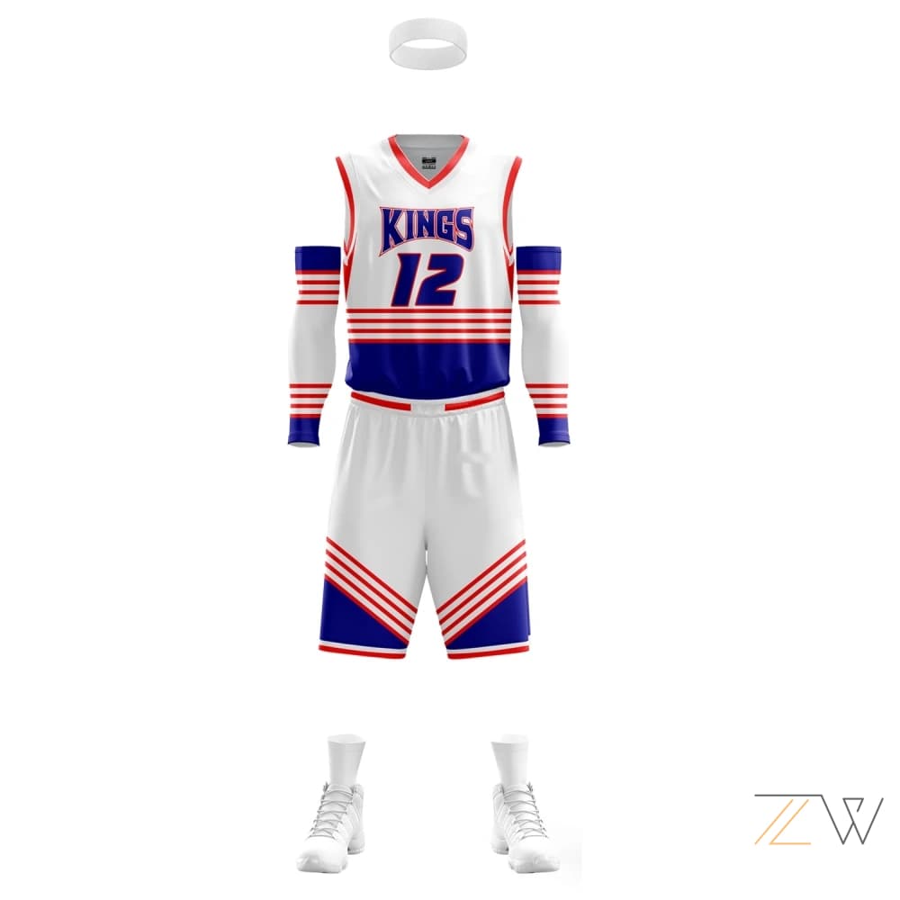 White & Red Kings Basketball Kit - Professional Team Gear by Zing wear
