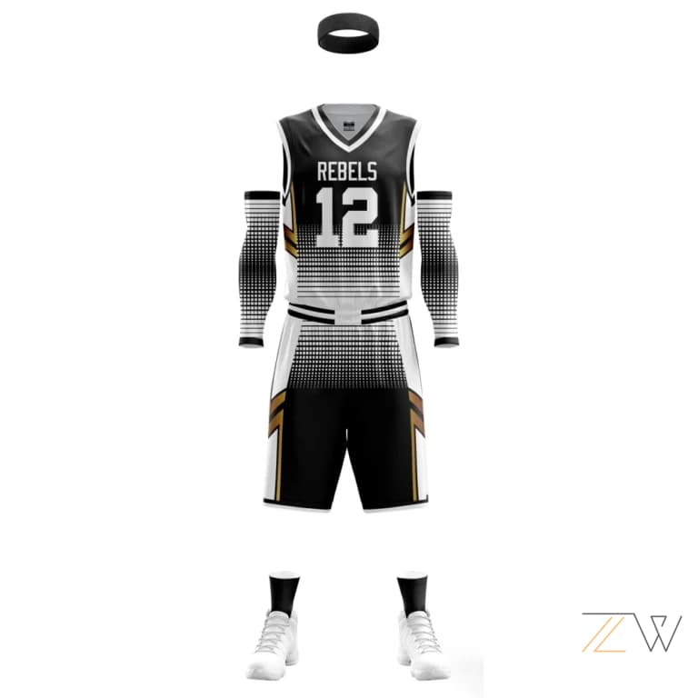 Black & White Rebels Basketball Kit - Zing wear Custom Teamwear