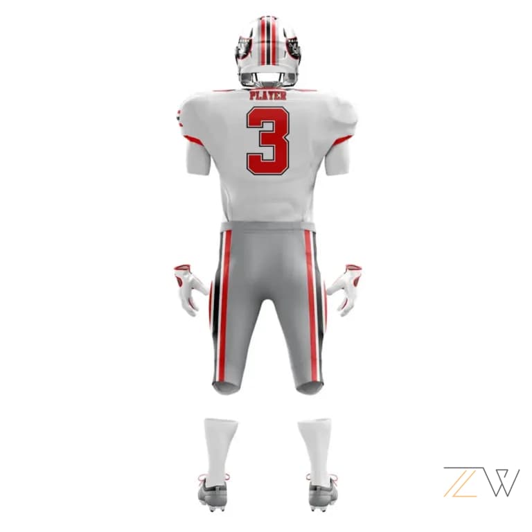White & Grey American Football Kit - Zing wear Gridiron Uniform alternate