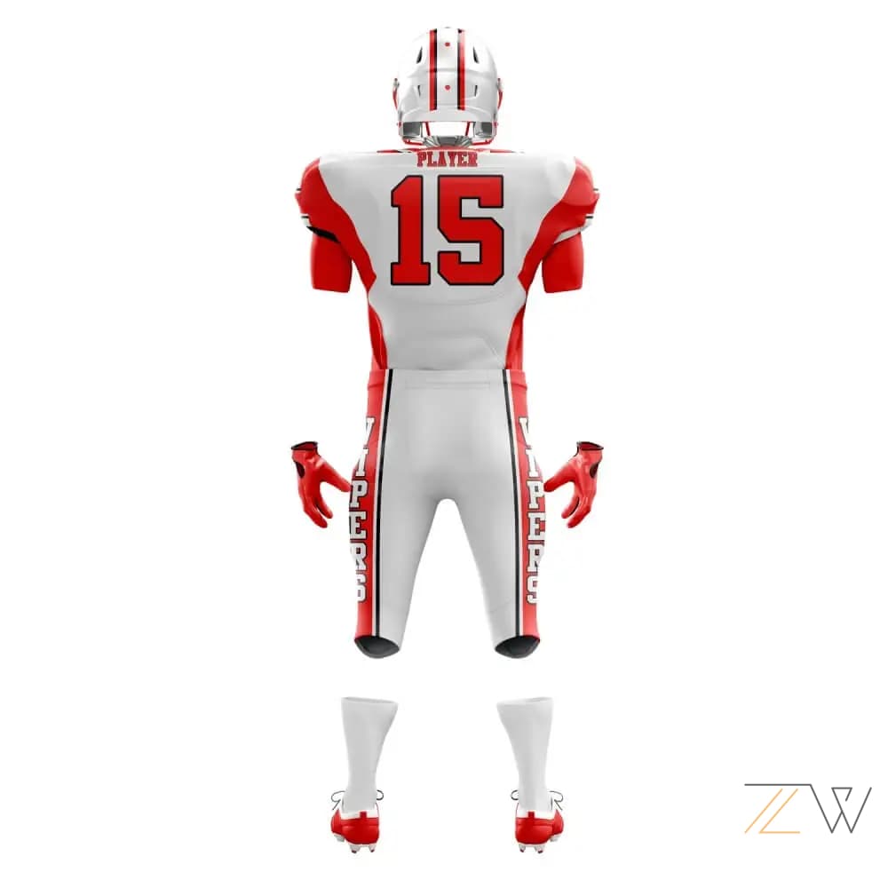 White & Red Vipers American Football Kit - Zing wear Pro Team Uniform alternate