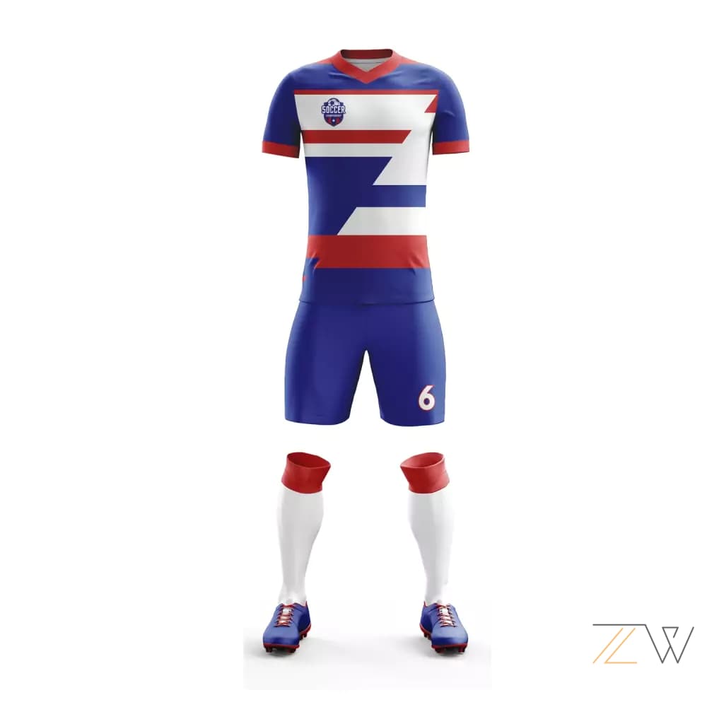 Red, White & Blue Soccer Kit - Zing wear Classic League Edition