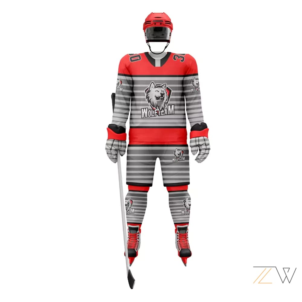 Red & Grey Ice Hockey Kit - Zing wear Custom Team Gear